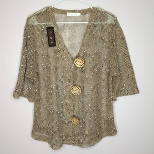 Vintage Mesh Button Down Top Size Medium